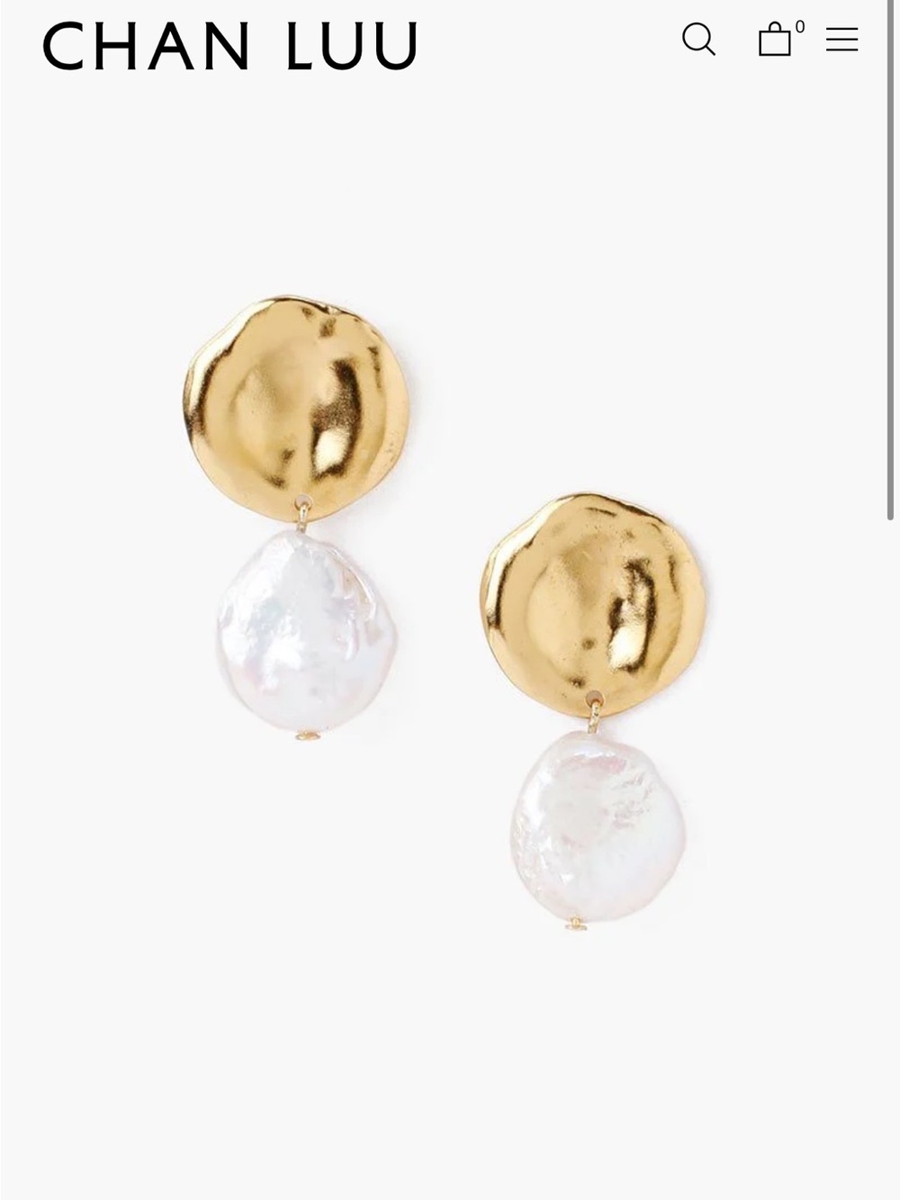 CHAN LUU Two Tiered White Keshi Pearl Earrings